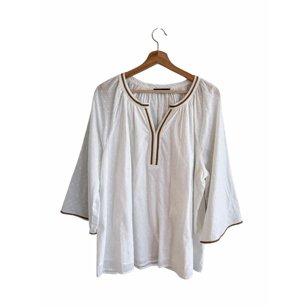 Womens Oversized Boho Peasant Tunic Top Size 2X  Beach Coastal Grandma Beaded